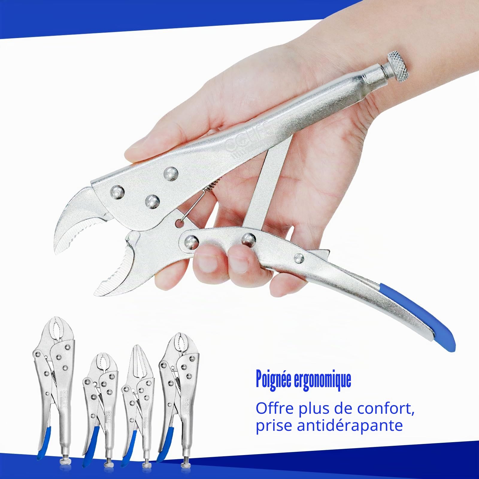CCLife DIY Tools jeu 4 pinces-étau 125-250 mm bec long