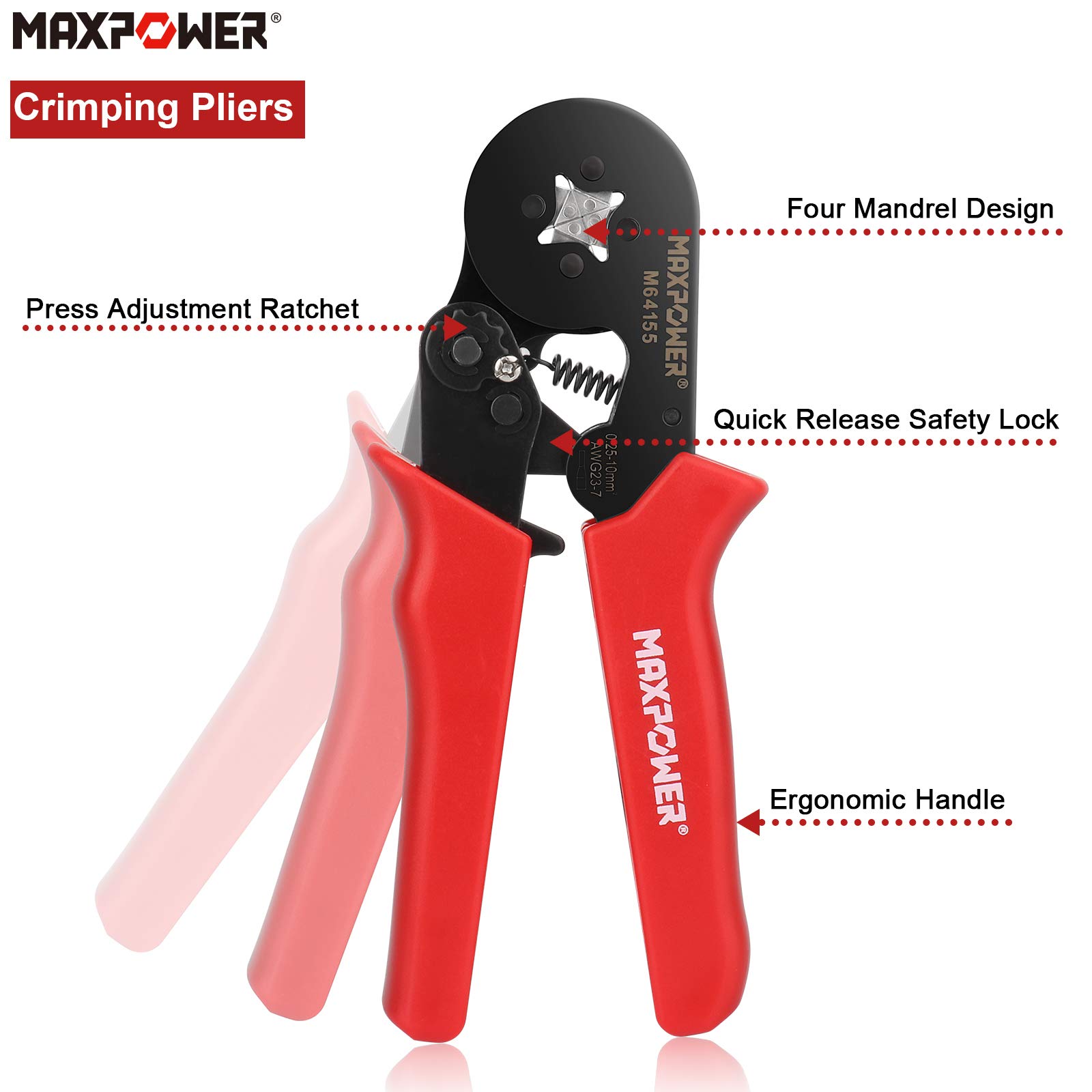 MAXPOWER Outils électriques kit pince à sertir 1200 cosses 0,25-10mm²