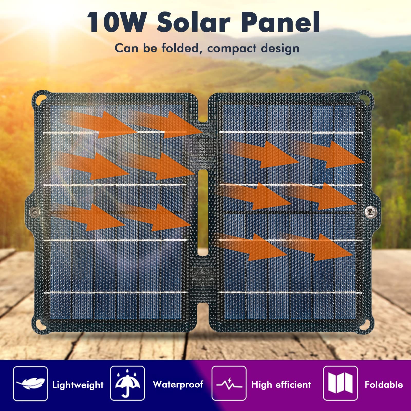 Jadeshay Solaire Photovoltaïque chargeur solaire pliable 10W USB