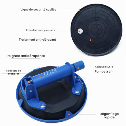 CCLIFE DIY Tools ventouse verre 100 kg 1 pièce