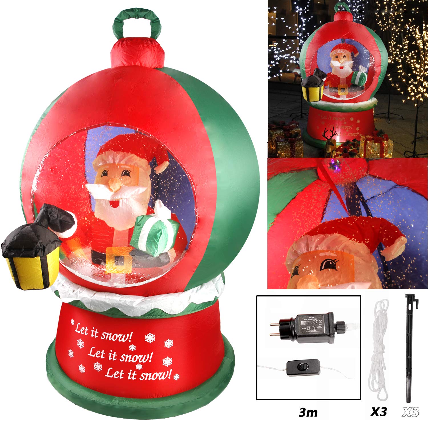 CCLIFE DIY Tools bonhomme neige gonflable LED boule neige