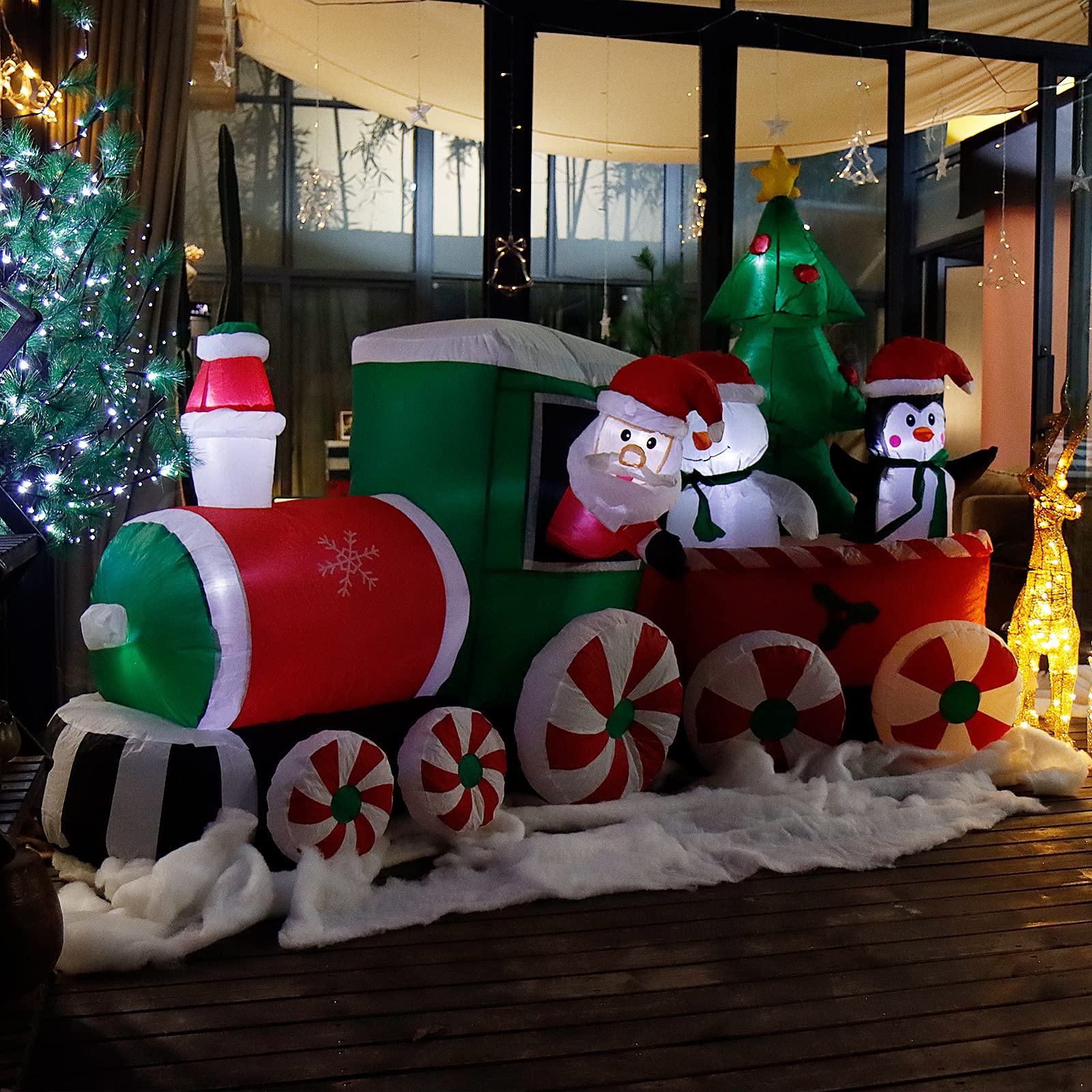 CCLIFE Père Noël gonflable LED jardin 160 cm nylon