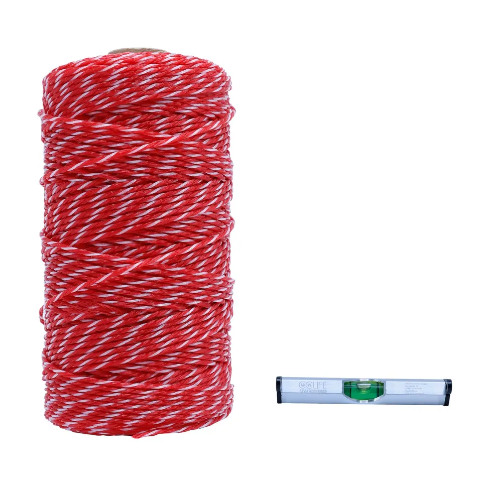 CCLIFE DIY Tools cordeau maçon 200 m rouge-blanc 2 mm