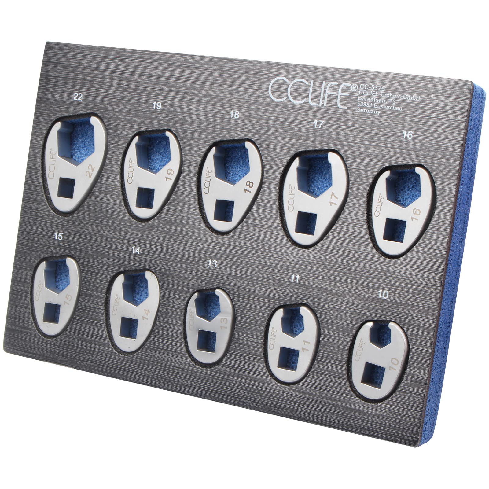 CCLIFE Wrenches Jeu 10 clés crowfoot 10-22mm 3/8 CR-V