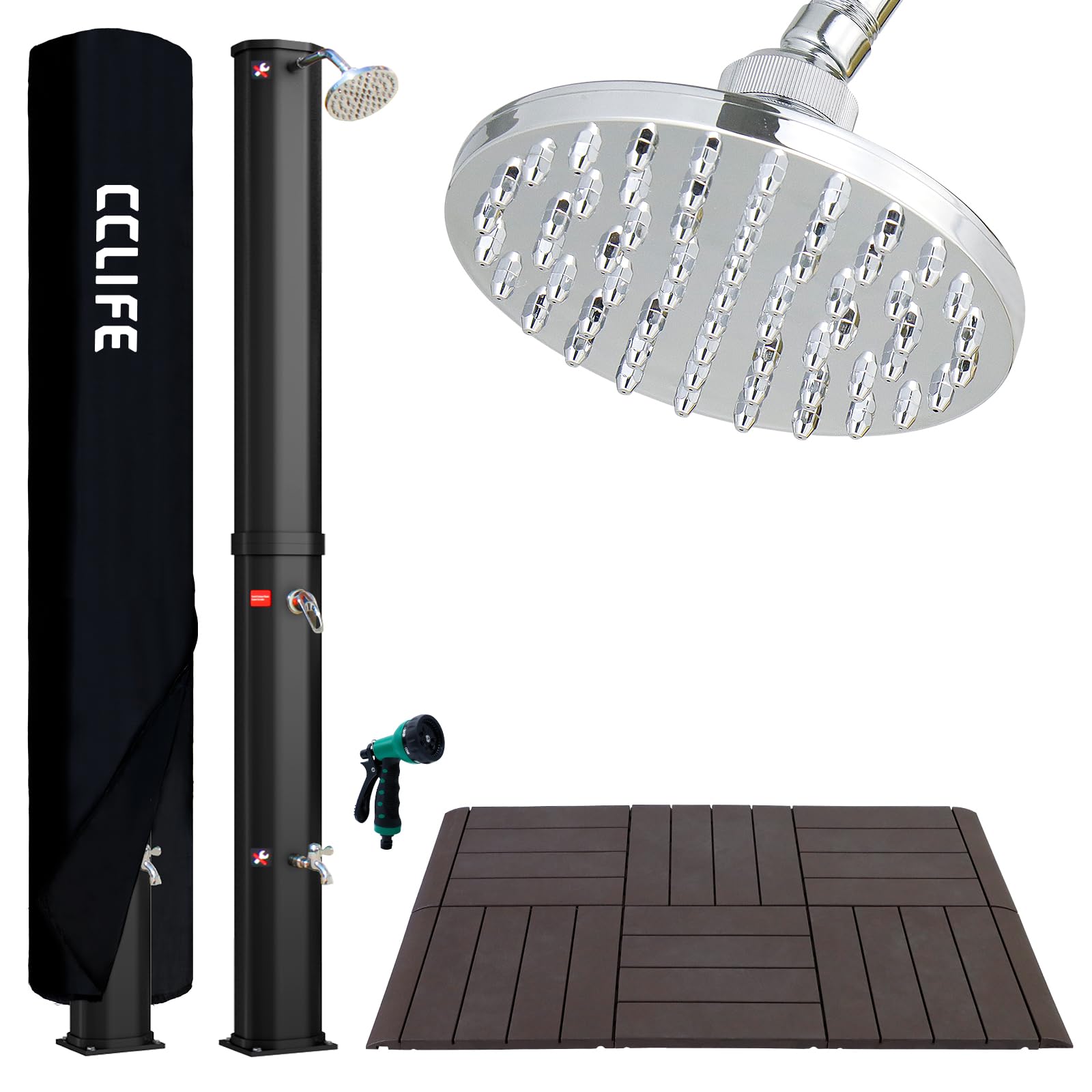 CCLIFE DIY Tools Douche Solaire 35L avec Socle Noir
