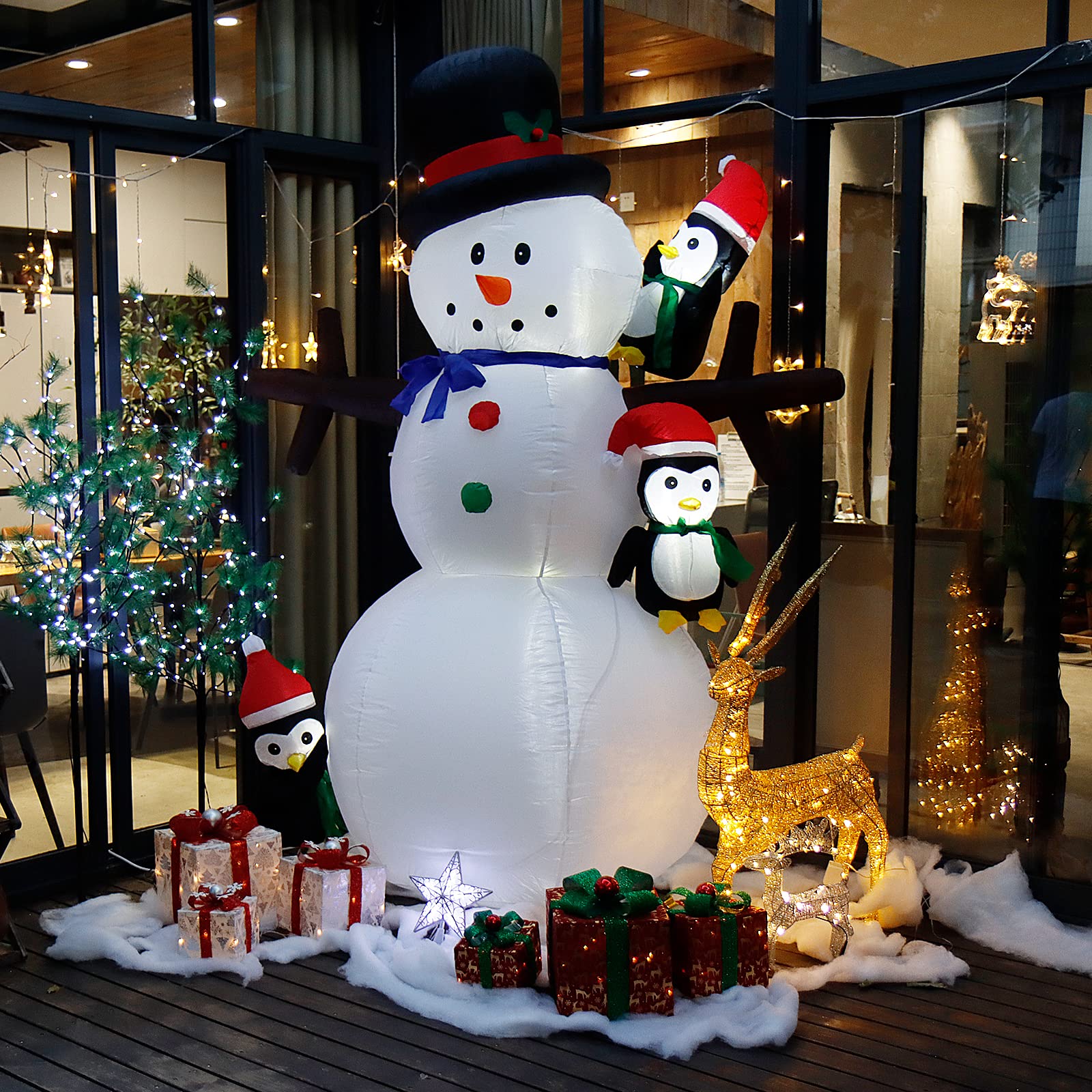 CCLIFE DIY Tools Bonhomme Neige Gonflable 180 cm LED Extérieur