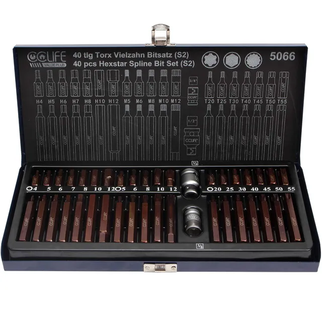 CCLIFE Socket and Bit Sets jeu 40 embouts S2 Torx XZN Hex