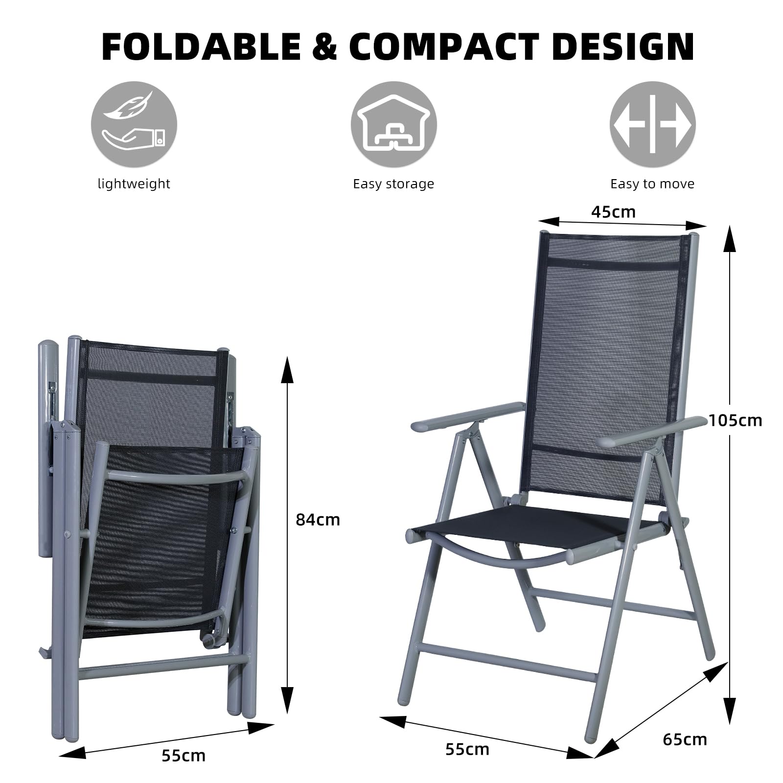 CCLIFE DIY Tools chaise jardin pliante 7 positions Teslin 150 kg