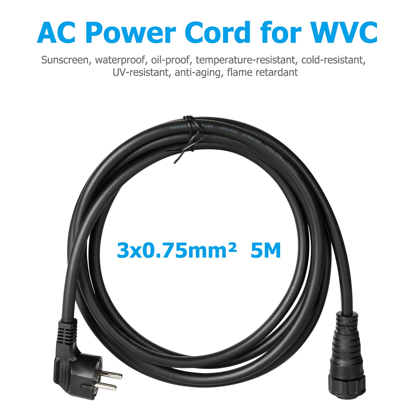 Jadeshay câble solaire AC 3x0,75 mm² 5 m WVC-300/350W