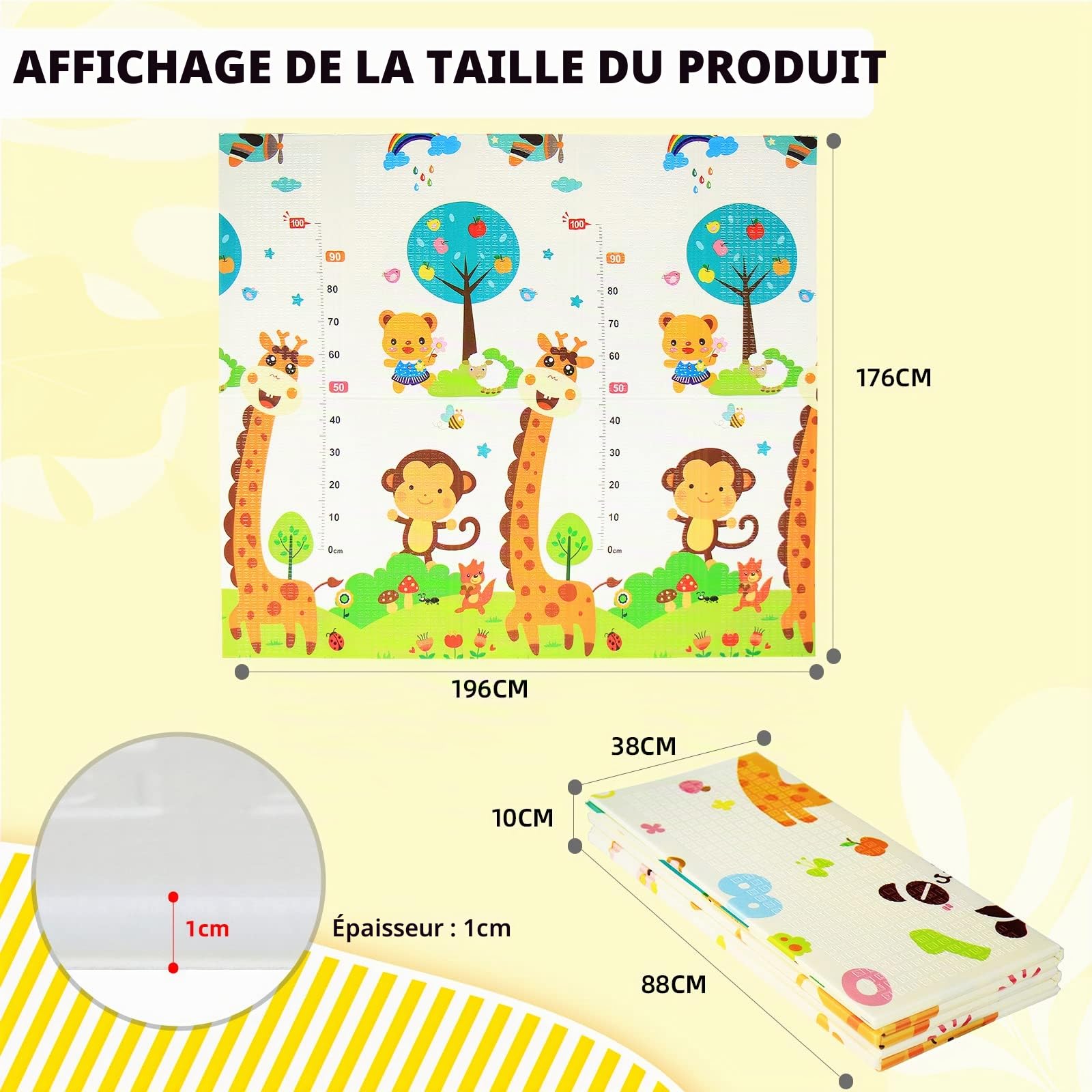 CCLIFE Baby & Kids tapis jeux 196x175 chiffres girafes