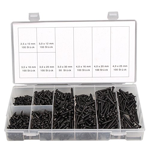 CCLIFE DIY Tools Coffret vis à tôle autoperceuses 750 pièces noires