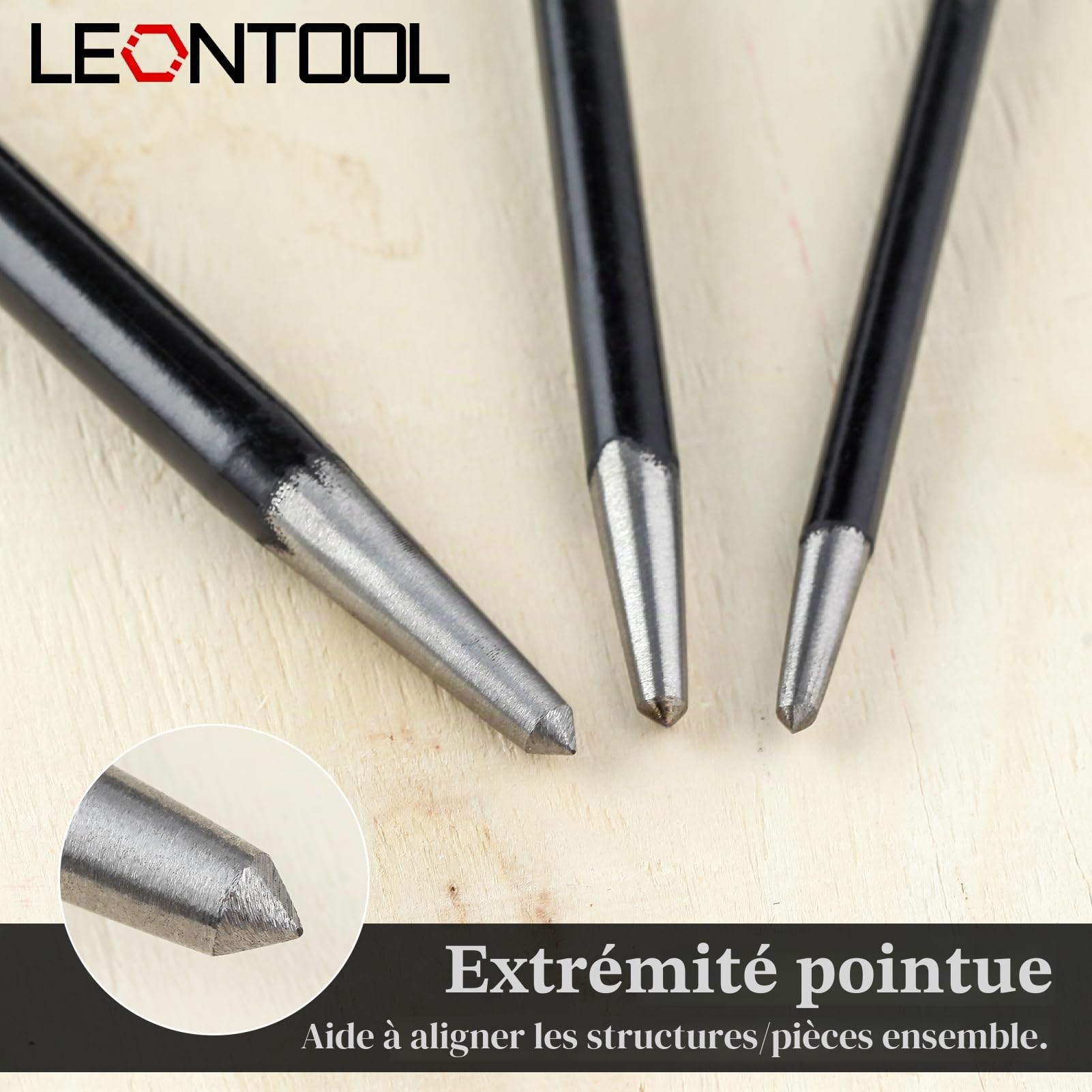 LEONTOOL Outils Automobiles pied de biche lot de 3 acier carbone