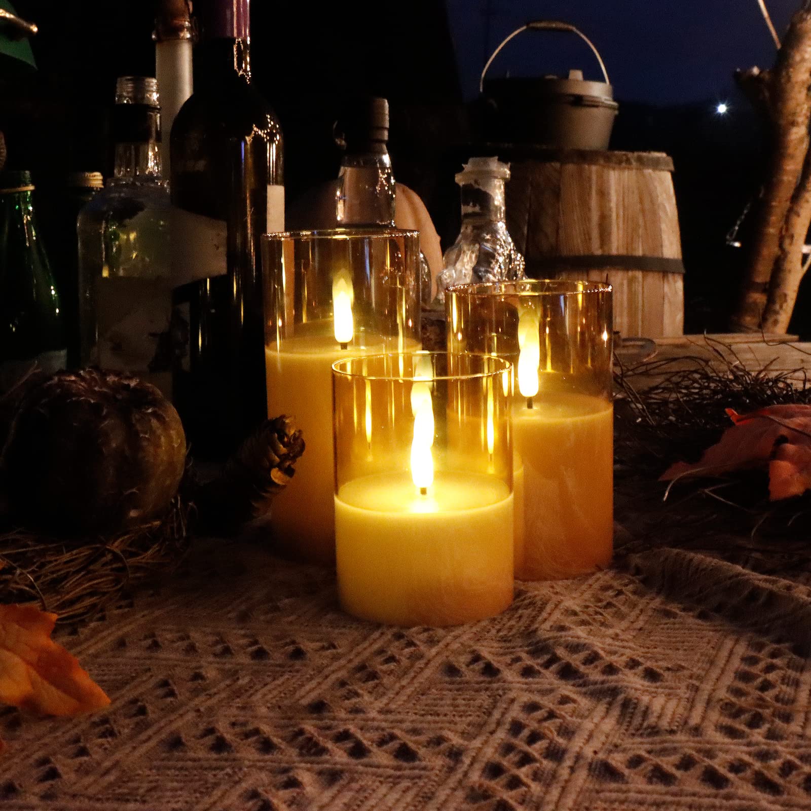 CCLIFE DIY Tools bougies LED verre doré 3 pièces télécommande