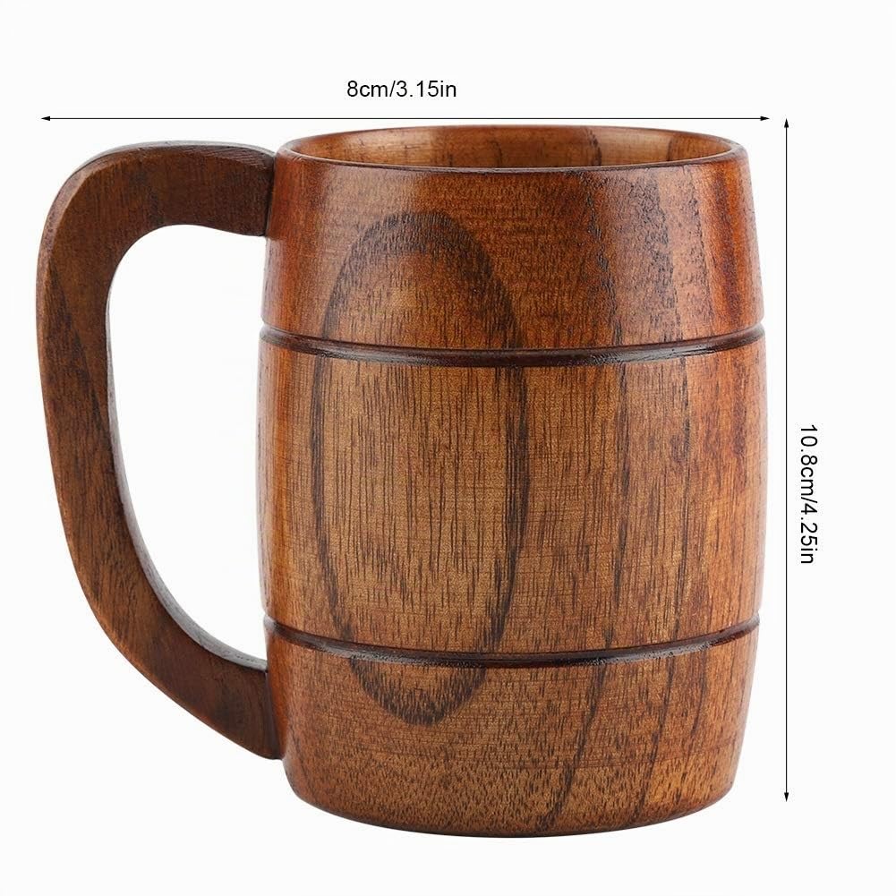 Jadeshay Tasse en Bois 350ml Chope Bière Rétro