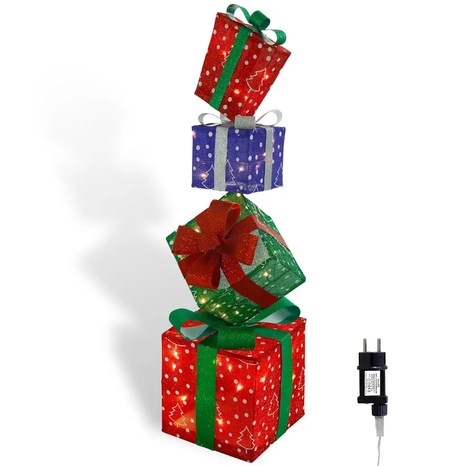 CCLIFE DIY Tools boîte cadeau LED Noël lot de 4 couleur carré