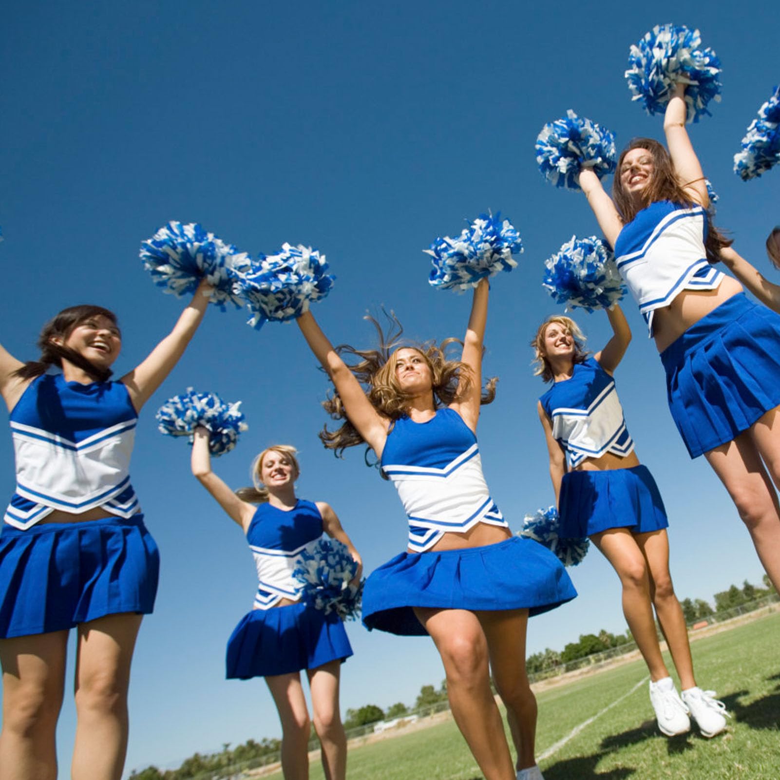 OUKENS pompons pom-pom girl bleu 6 pièces PET