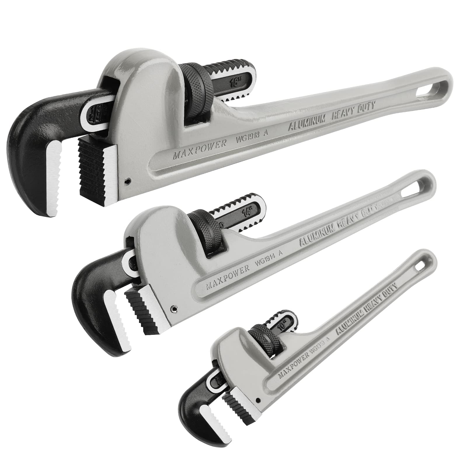 MaxPower Outils de plomberie clés tuyau alu 10-14-18 pouces lot