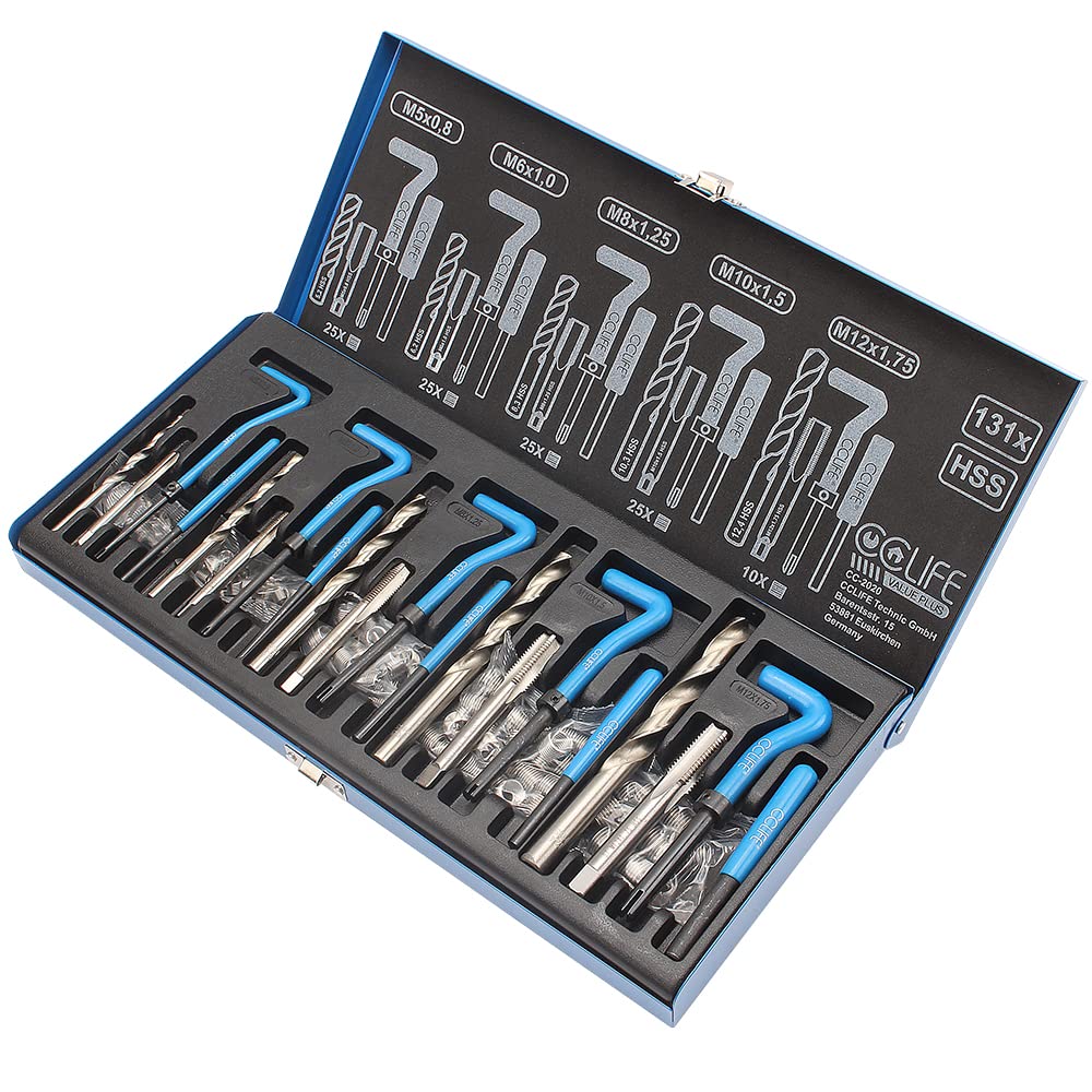 CCLIFE Thread Cutting kit réparation filetage 131 pièces M5-M12