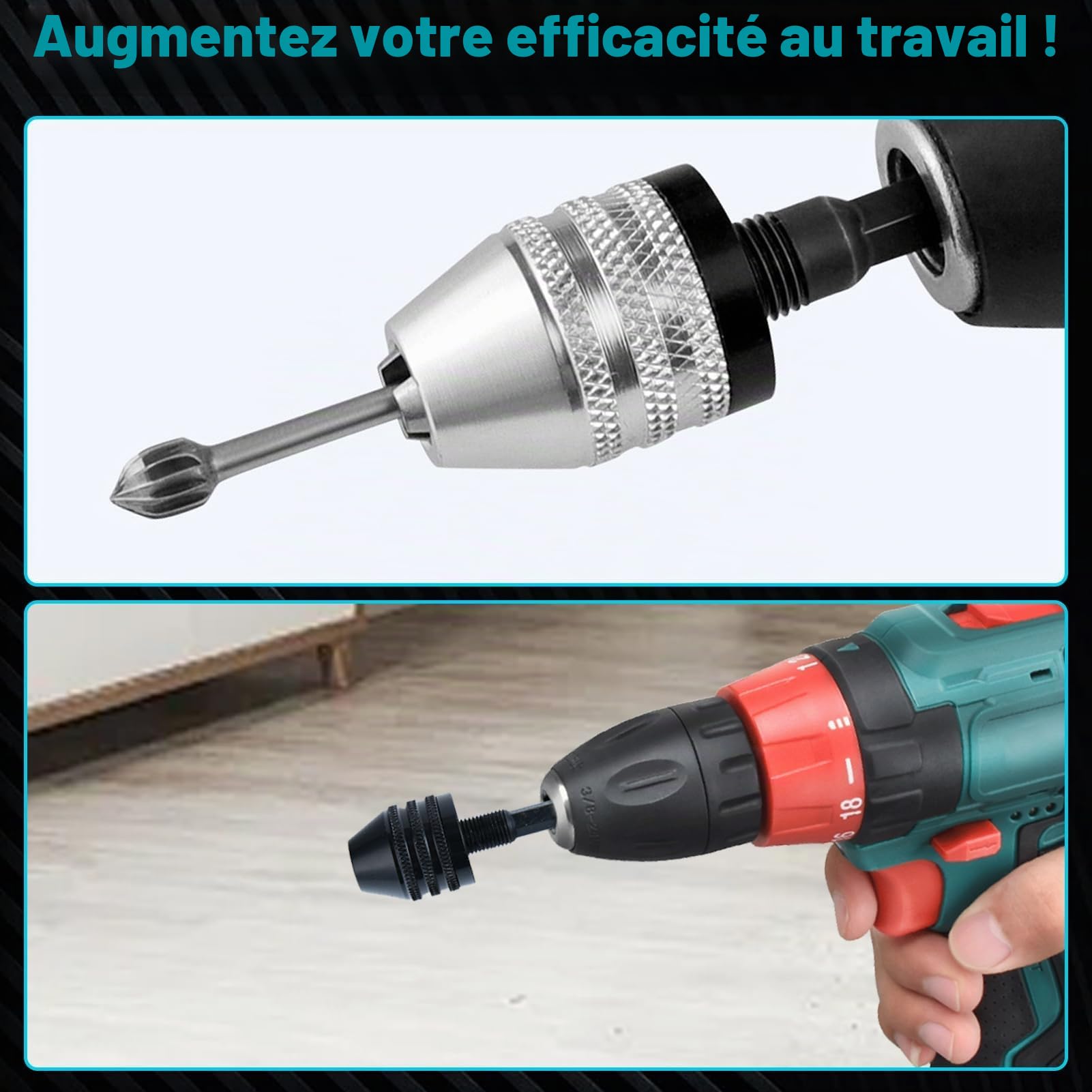 LEONTOOL Tournevis adaptateur mandrin hexagonal lot de 2