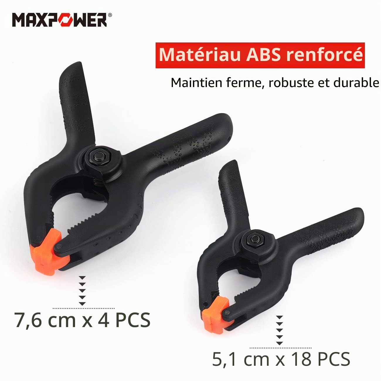 MaxPower Outils de serrage lot 22 pinces à ressort ABS