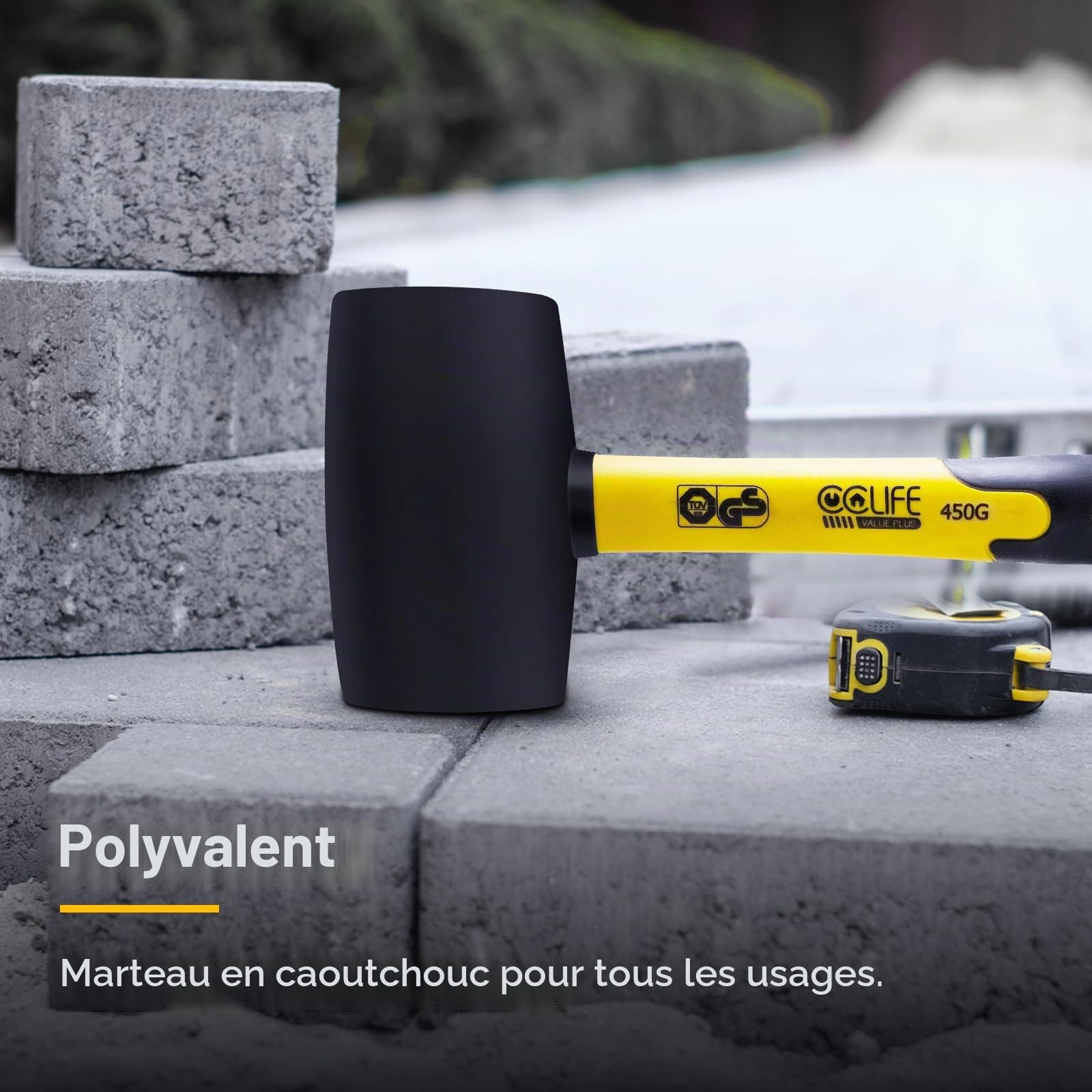 CCLIFE DIY Tools maillet caoutchouc 450g noir carrelage