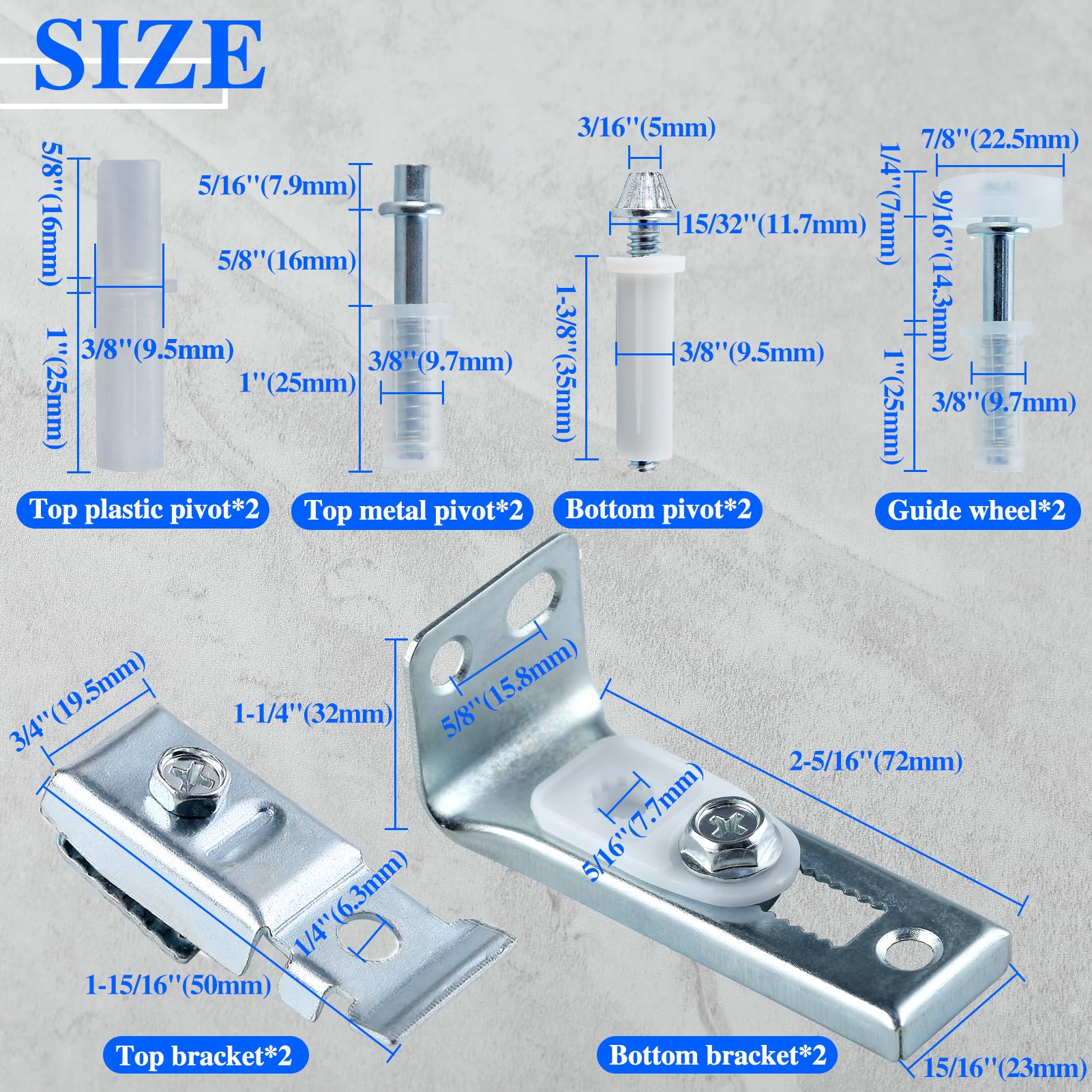 LEONTOOL Vis Écrous Kit Porte Coulissante 2 Volets Pivots Guidage