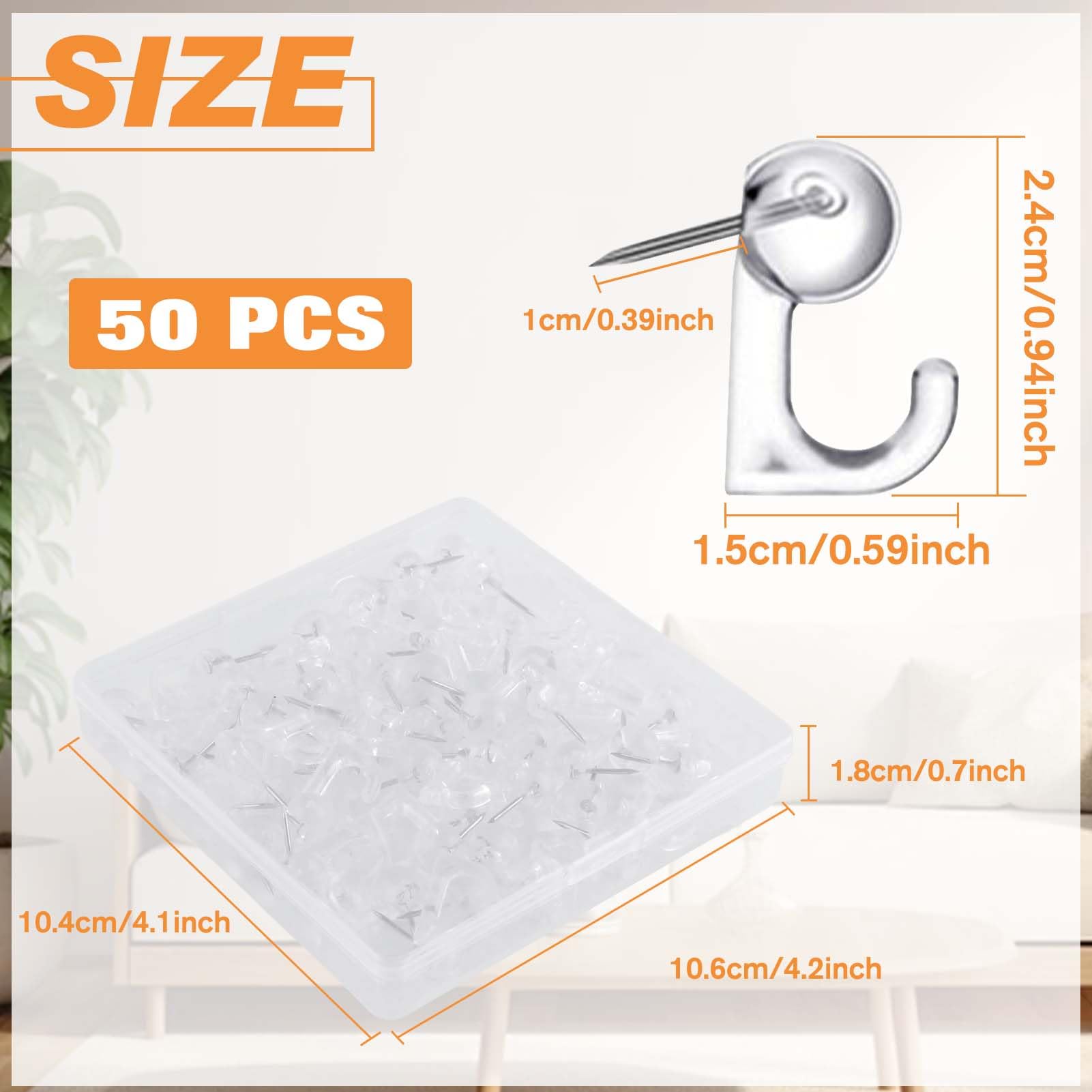 LEONTOOL Vis et Écrous crochets punaises transparent 50pcs Clair