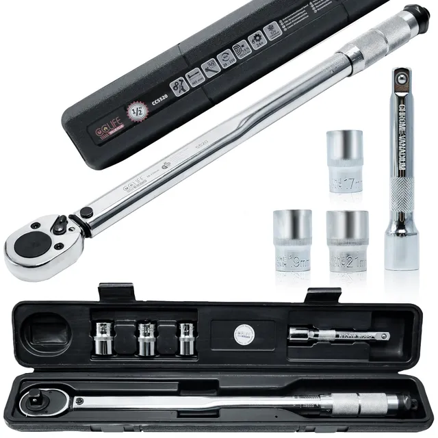 CCLIFE Wrenches clé dynamométrique 1/2 28-210 Nm kit 5 pièces