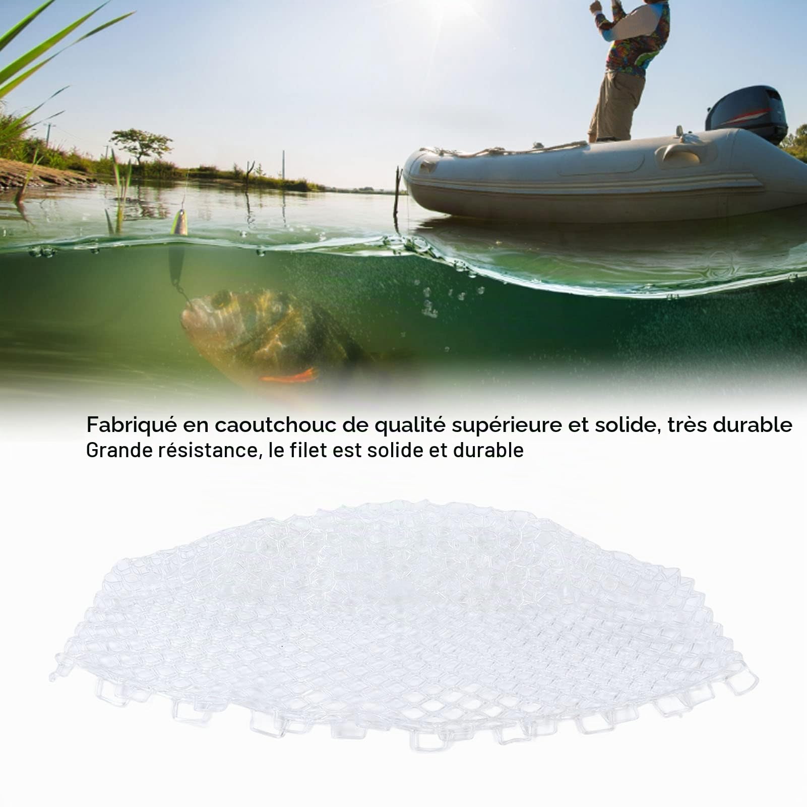 OUKENS Sports filet pêche 45x40cm caoutchouc remplacement