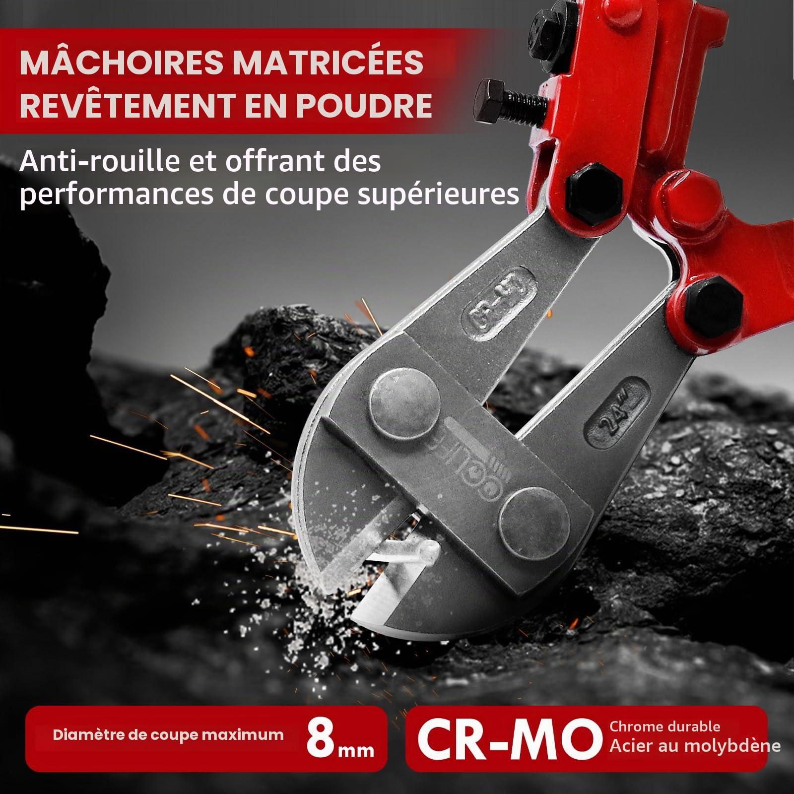 CCLIFE DIY Tools coupe-boulons 600mm 8mm Cr-Mo