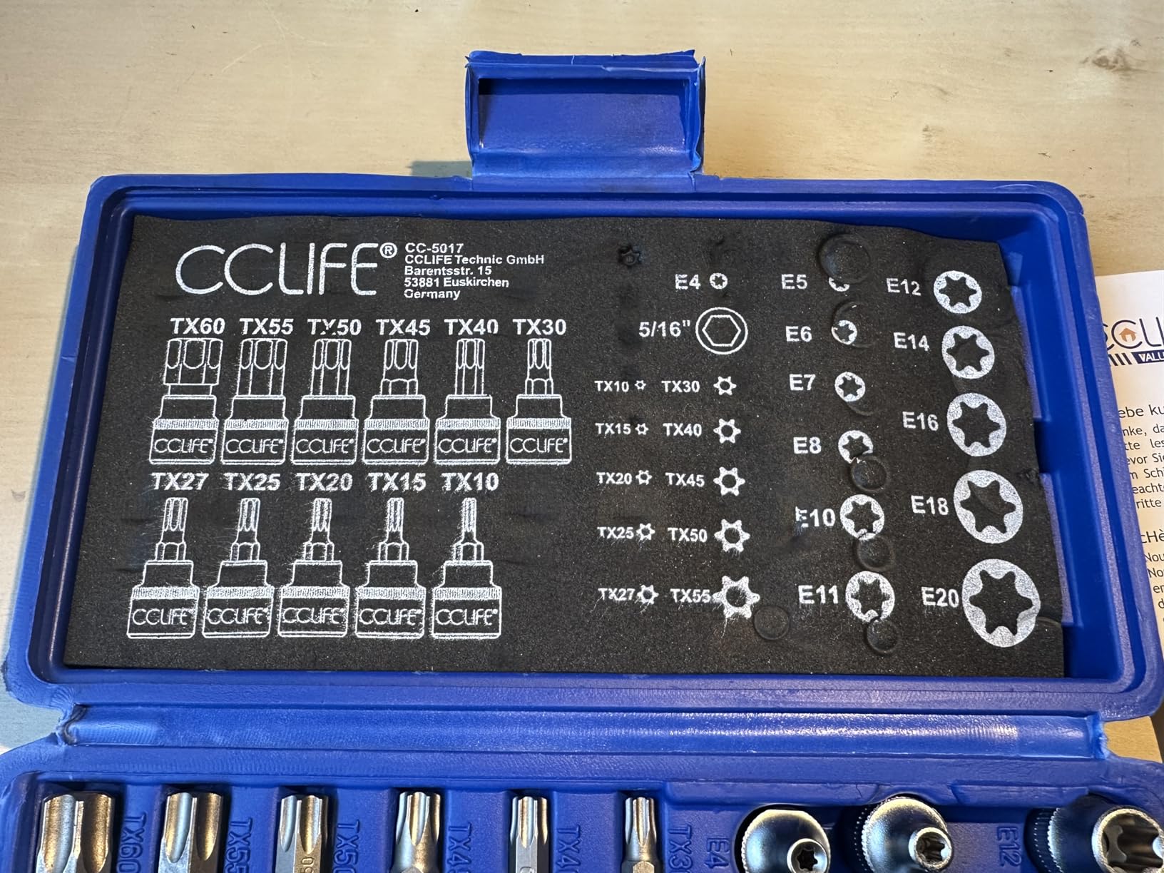 CCLIFE Socket and Bit Sets coffret torx E4-E20 T10-T60 34 pcs