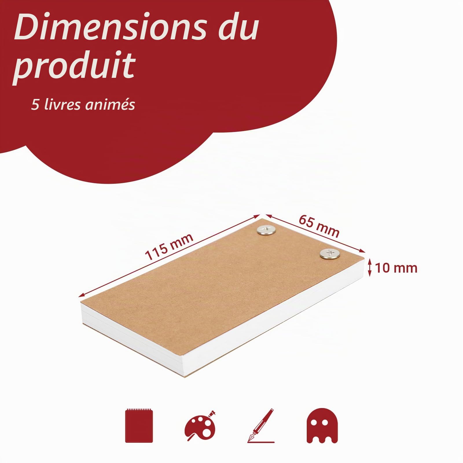 OUKENS flip book papier dessin vierge enfant lot 5 pièces