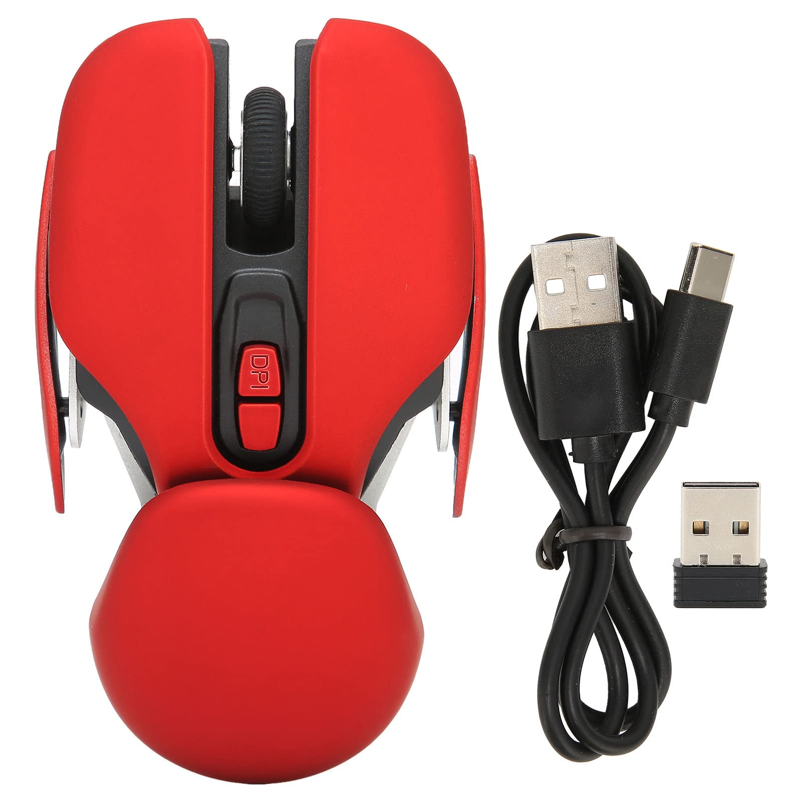 OUKENS Souris de Jeu Sans Fil Ergonomique Rouge DPI Réglable