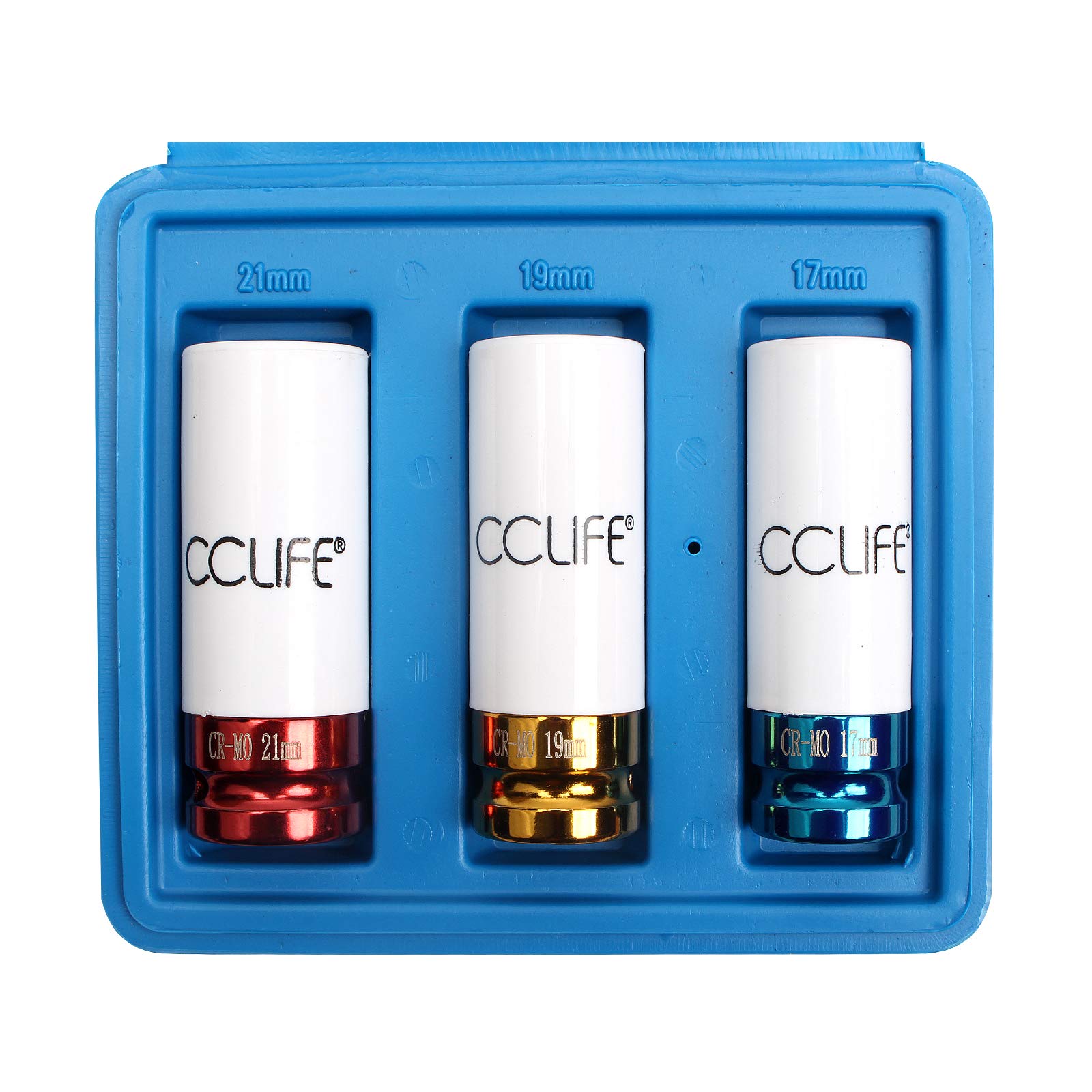 CCLIFE Jeu 3 douilles à choc 1/2" 17-19-21 mm jante alu