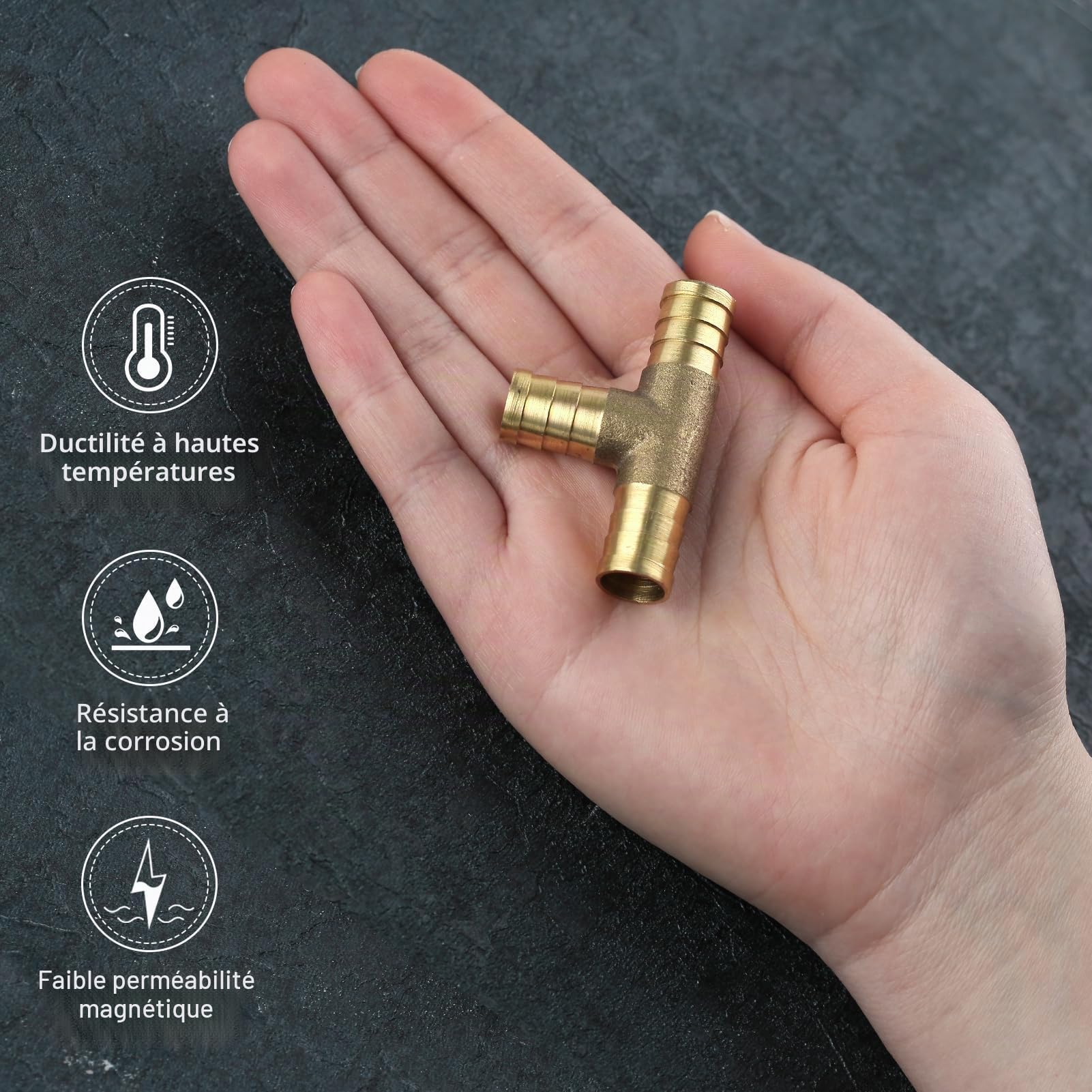 LEONTOOL Vis et Écrous Raccord T Laiton 12mm Lot 2 + Colliers