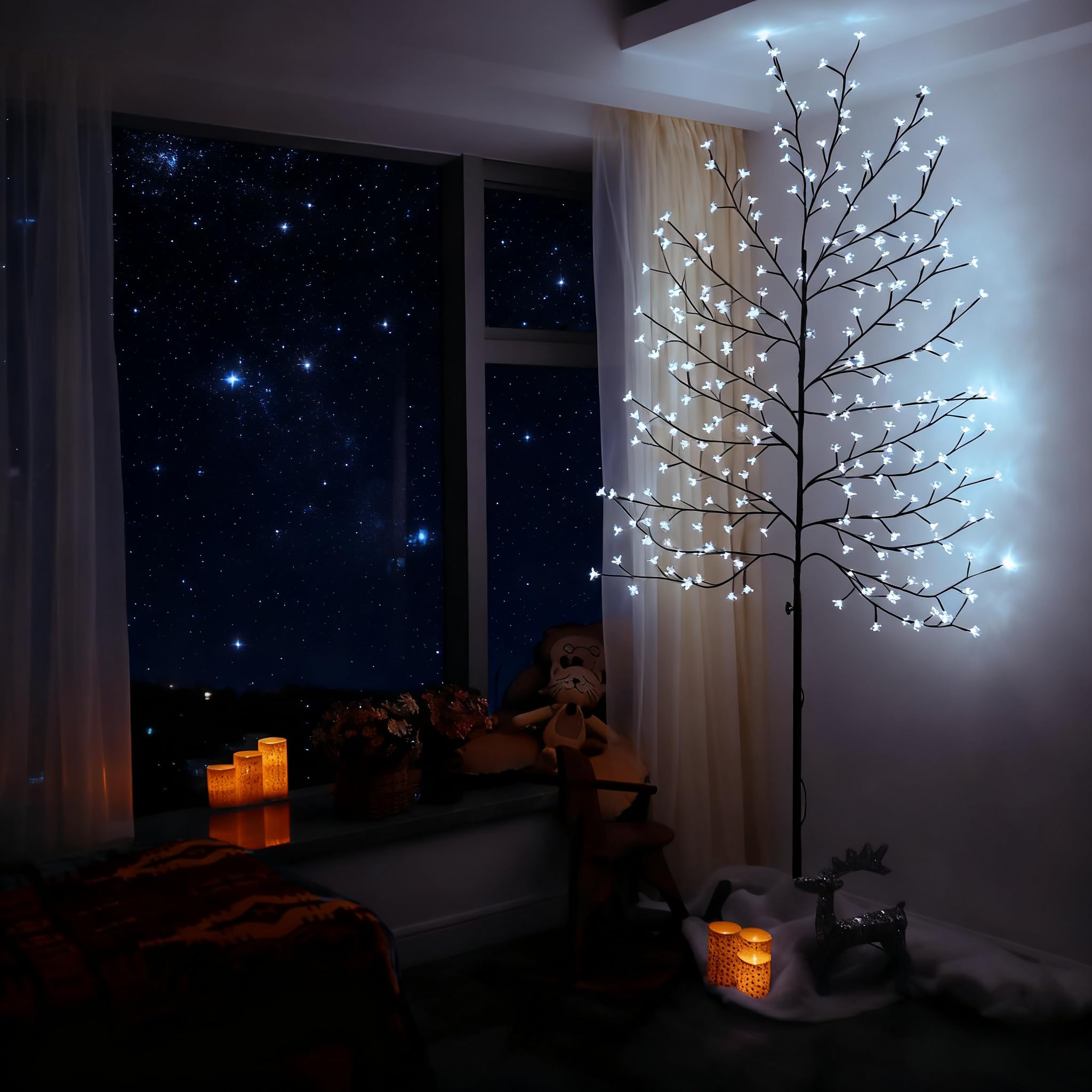 CCLIFE DIY Tools arbre lumineux LED 220cm 240 LED blanc chaud
