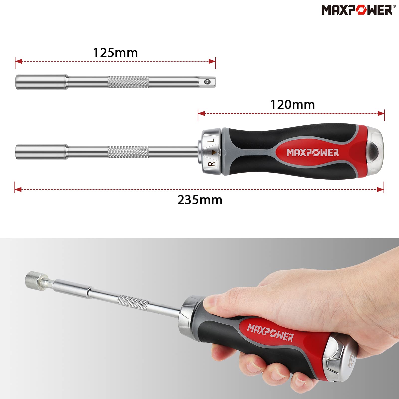 MaxPower Série de tournevis cliquet 16 en 1 magnétique extension