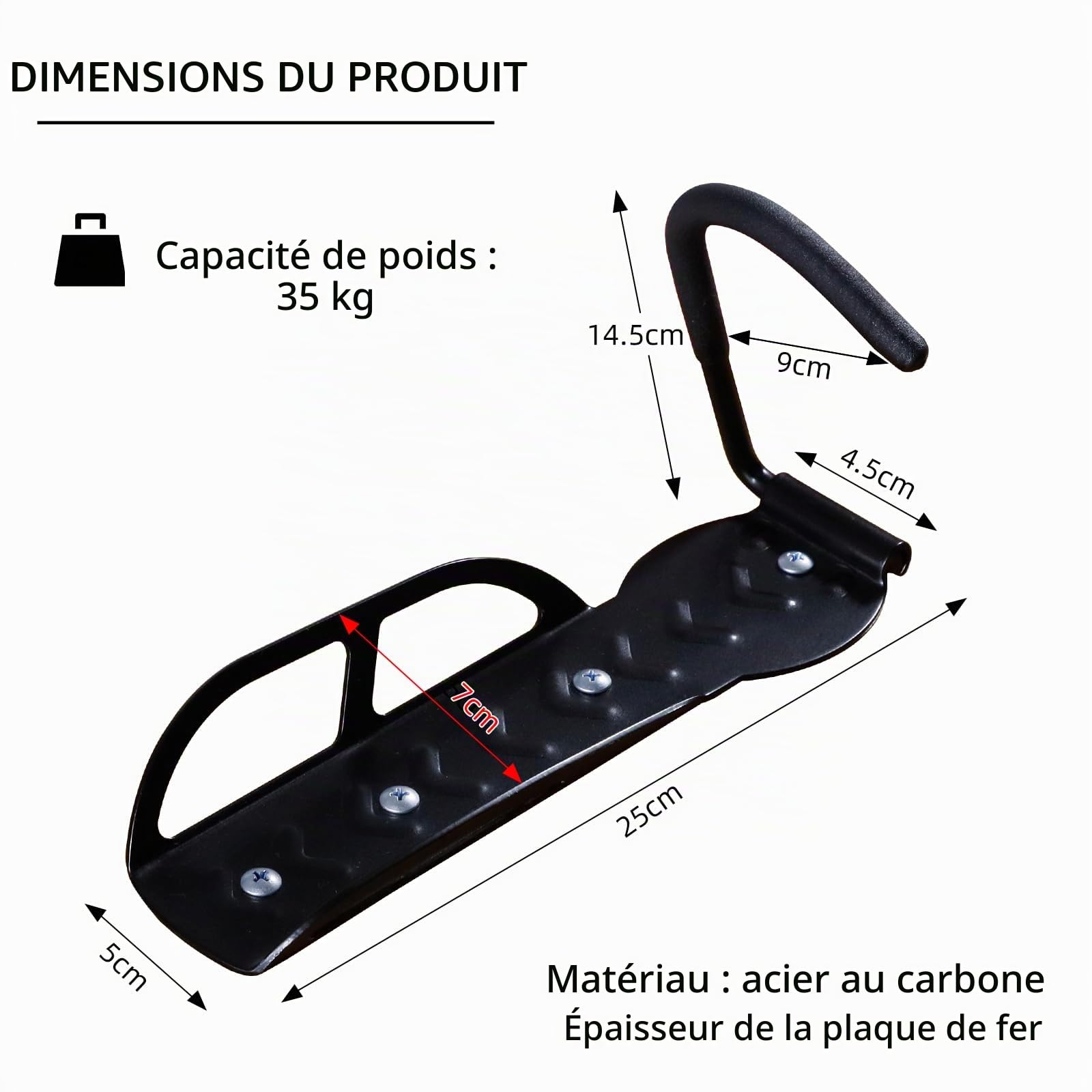 CCLIFE DIY Tools Support Vélo Mural 2 pcs 35 kg Acier