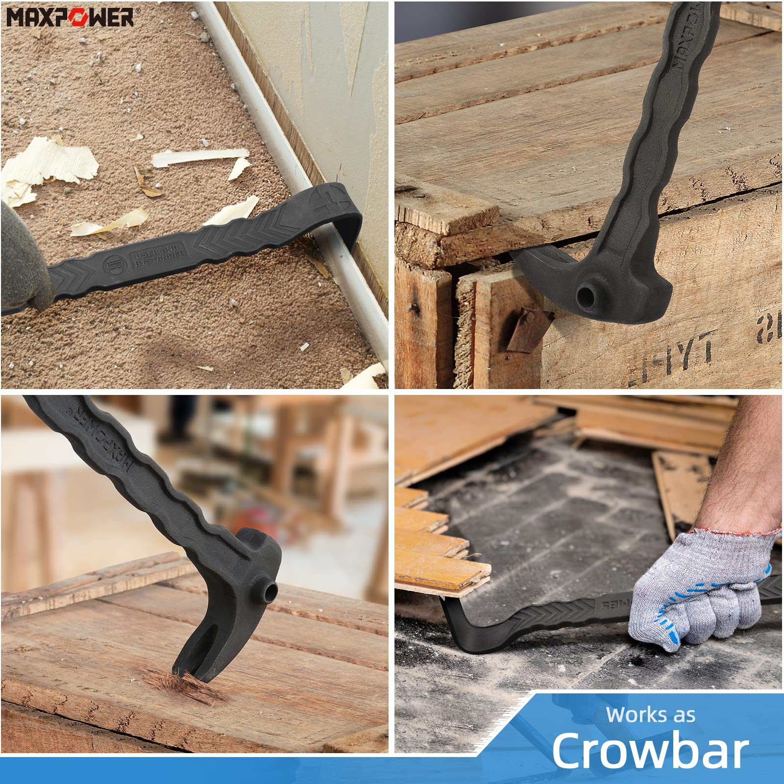 MaxPower Outils de frappe Pied de Biche Lot 2 Noir 300+380mm