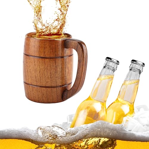 Jadeshay Tasse en Bois 350ml Chope Bière Rétro