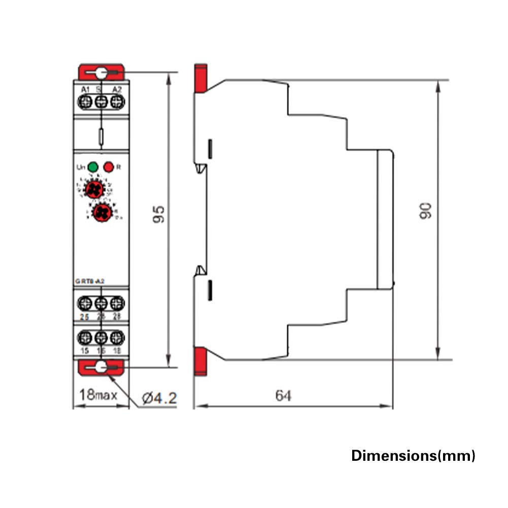 Jadeshay Relais temporisé GRT8-B1 12-240V rail DIN LED