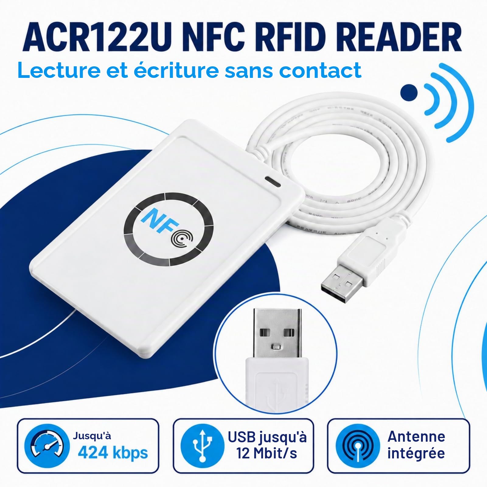 Jadeshay Installation Électrique lecteur NFC RFID ACR122U USB