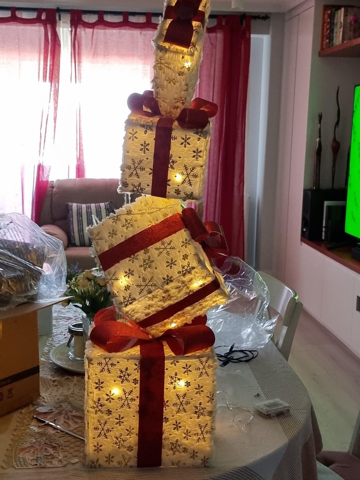 CCLIFE DIY Tools boîte cadeau LED Noël lot de 4 couleur carré