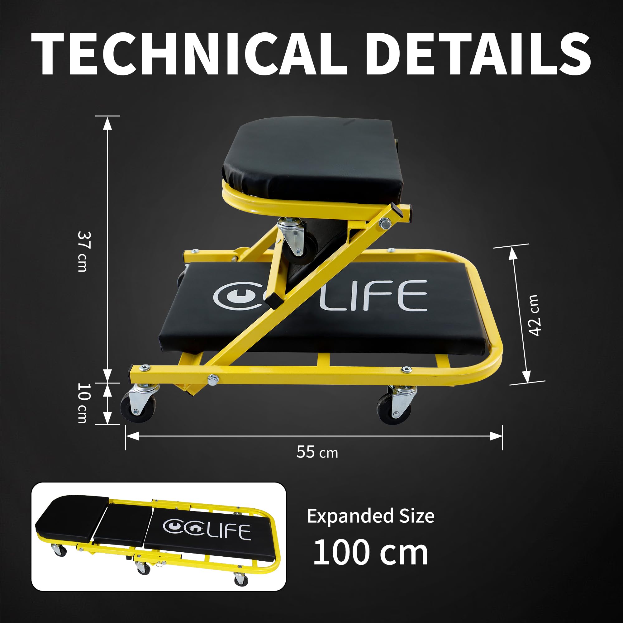 CCLife DIY Tools chariot visite pliable 2 en 1 150 kg