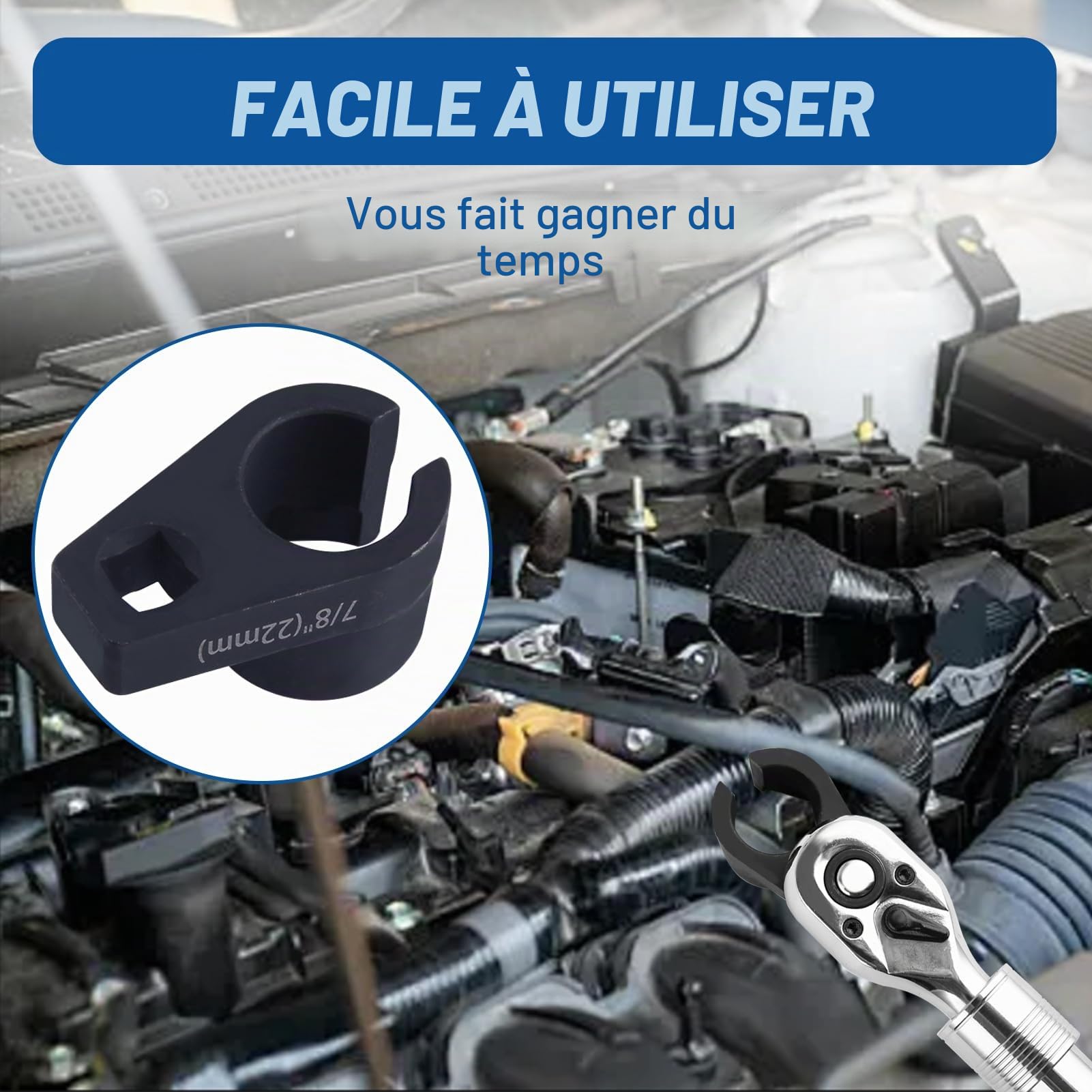 LEONTOOL Outils Automobiles douille sonde lambda 22 mm décalée