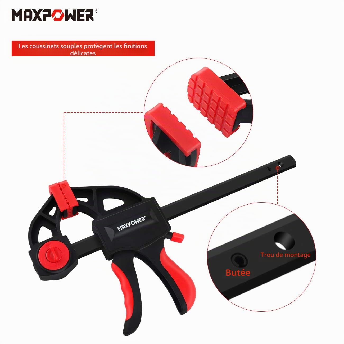 MaxPower Outils de serrage serre-joint rapide 600 mm 4 pièces 100 kg