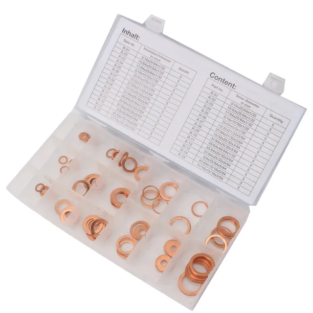 CCLIFE DIY Tools coffret rondelles cuivre 75 pièces 15 tailles