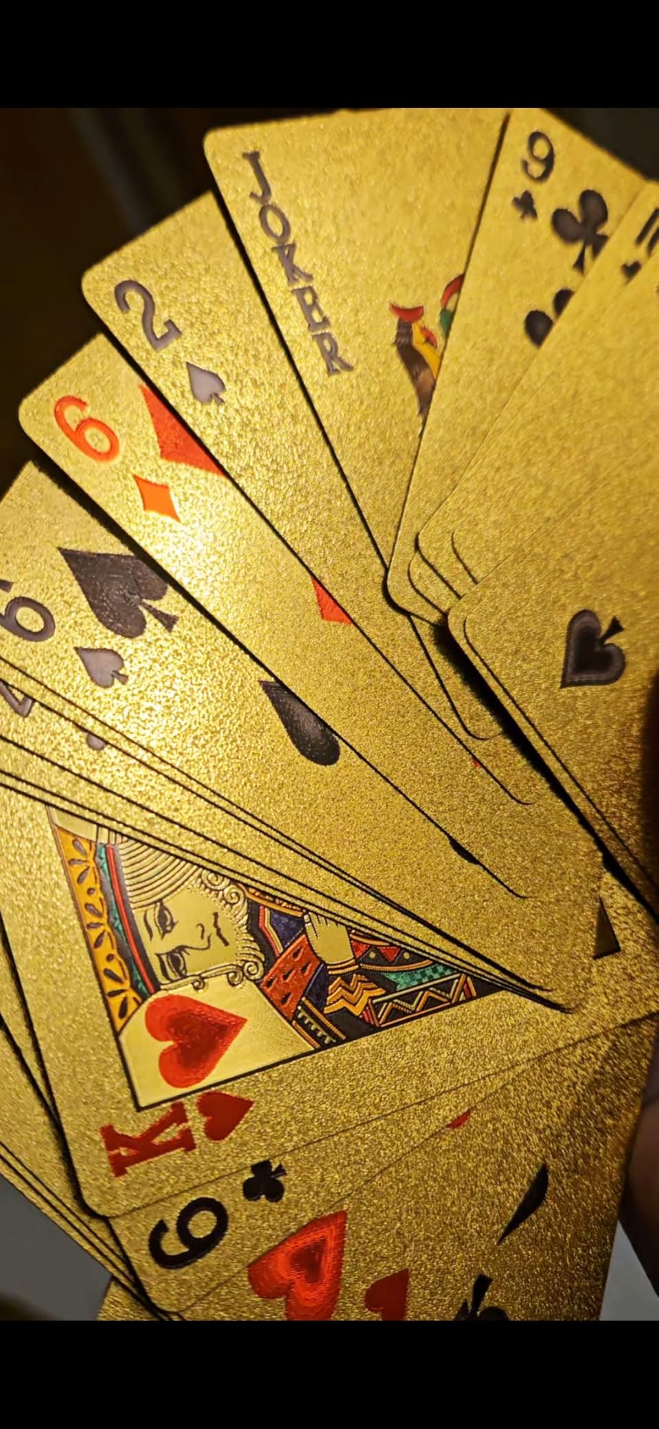 CCLife Carte Poker jeu cartes plastique noir-or 2x54 étanche