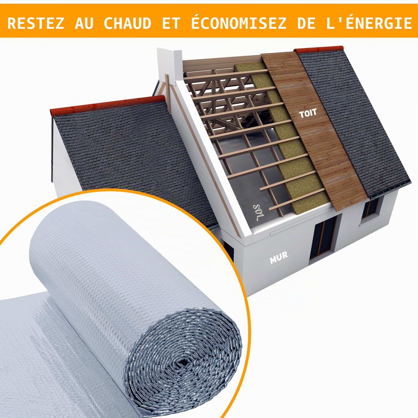 CCLIFE DIY Tools Isolant Alu Bulle 1x10m Double Couche