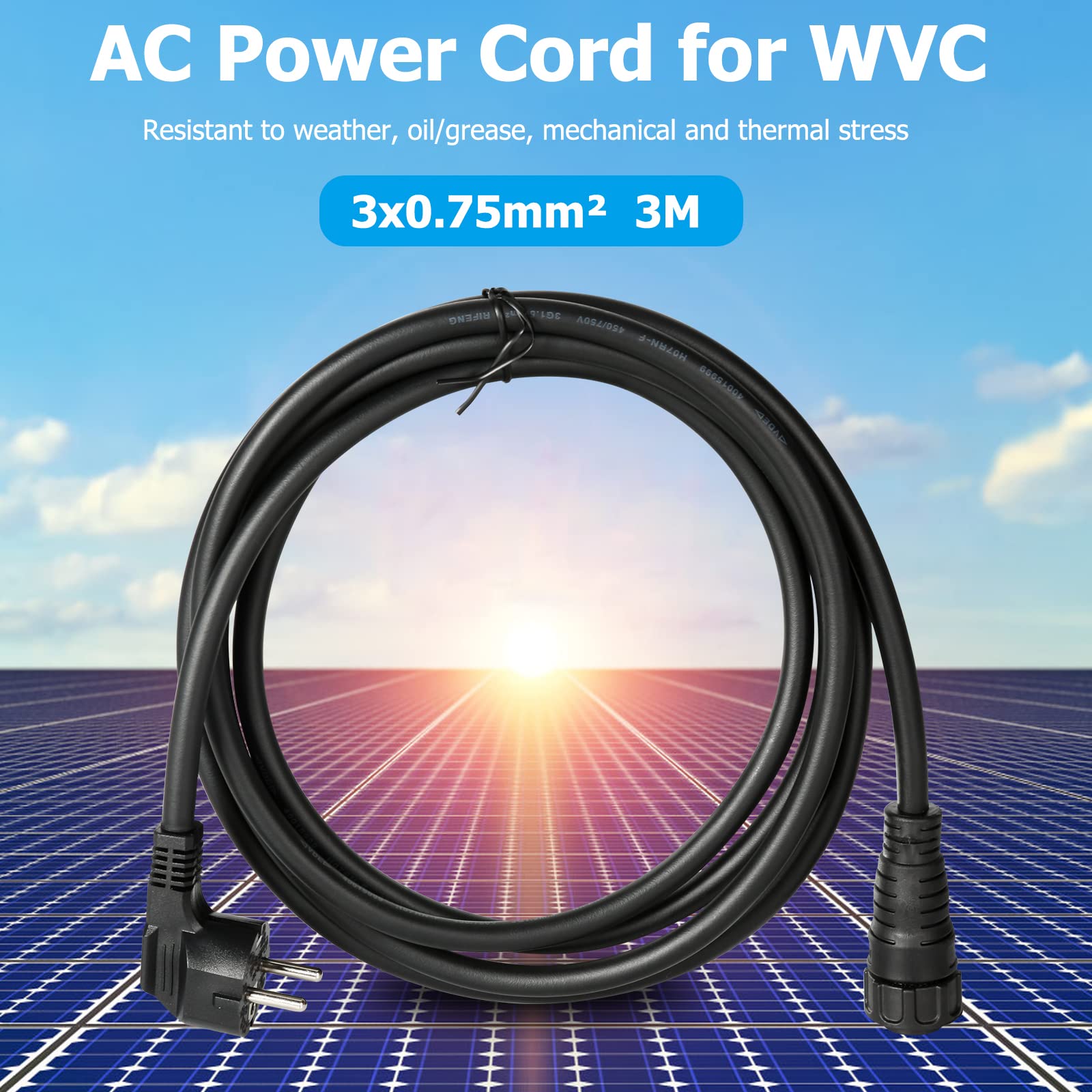 Jadeshay Solaire Photovoltaïque câble AC 3x0,75 mm² 3 m
